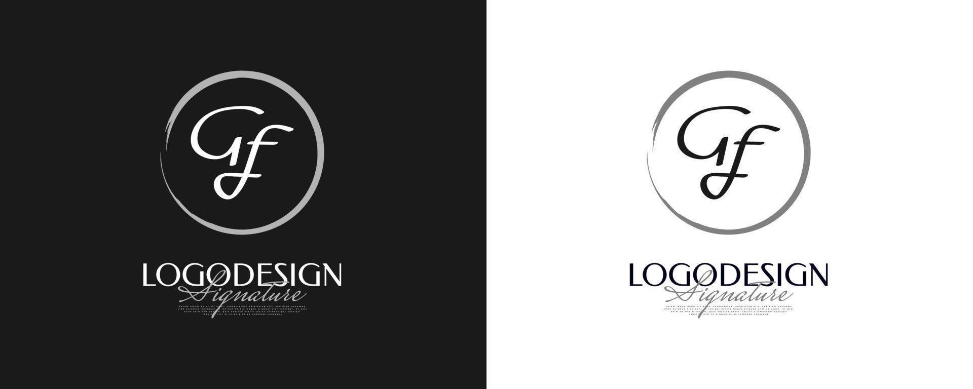 initial g och f logotyp design i elegant och minimalistisk handstil. gf signaturlogotyp eller symbol för bröllop, mode, smycken, boutique och affärsidentitet vektor