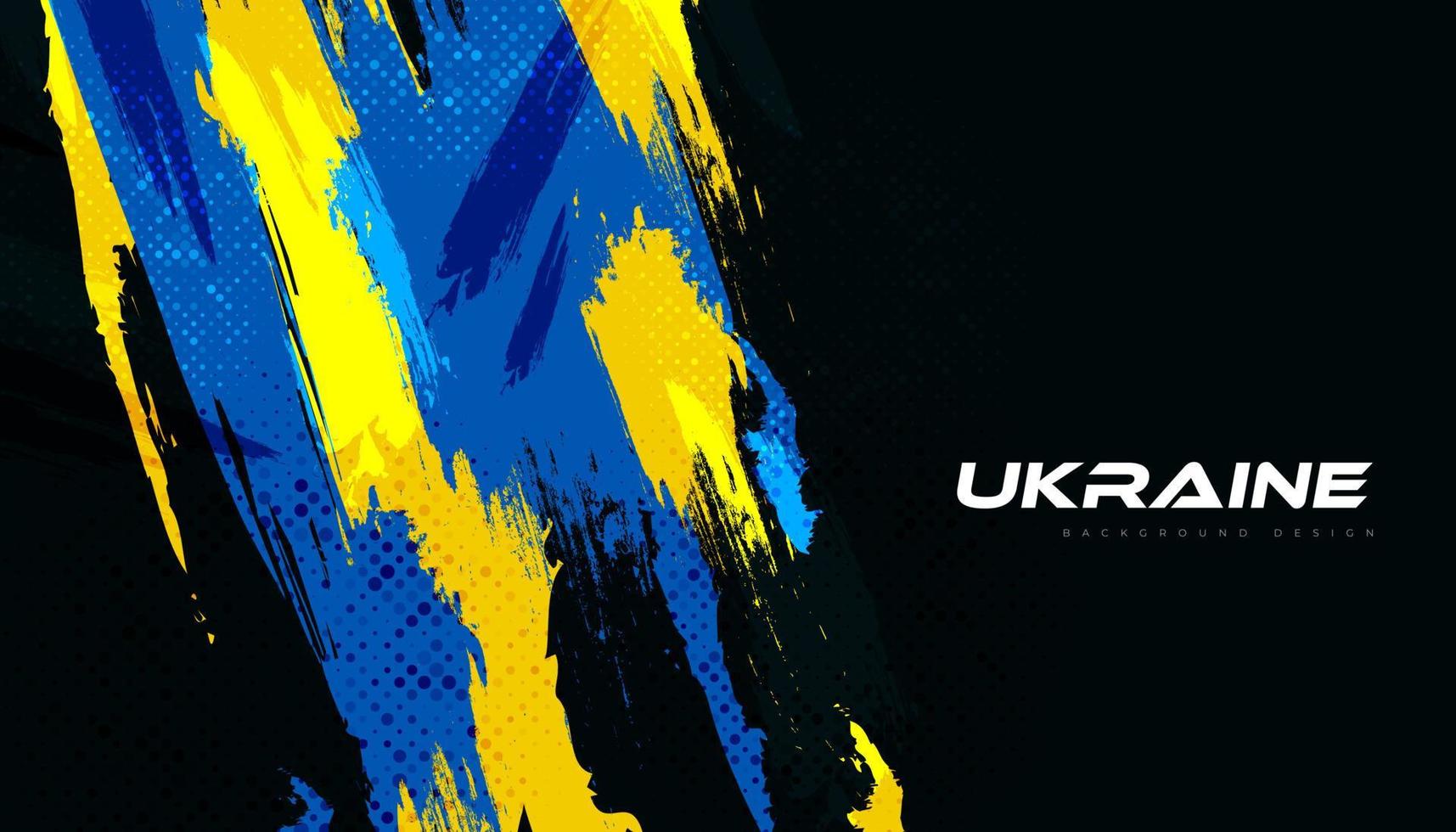 ukraine-flagge mit pinselkonzept. Flagge der Ukraine im Grunge-Stil. bete für die Ukraine. handbemalte pinselflagge des ukrainischen landes vektor