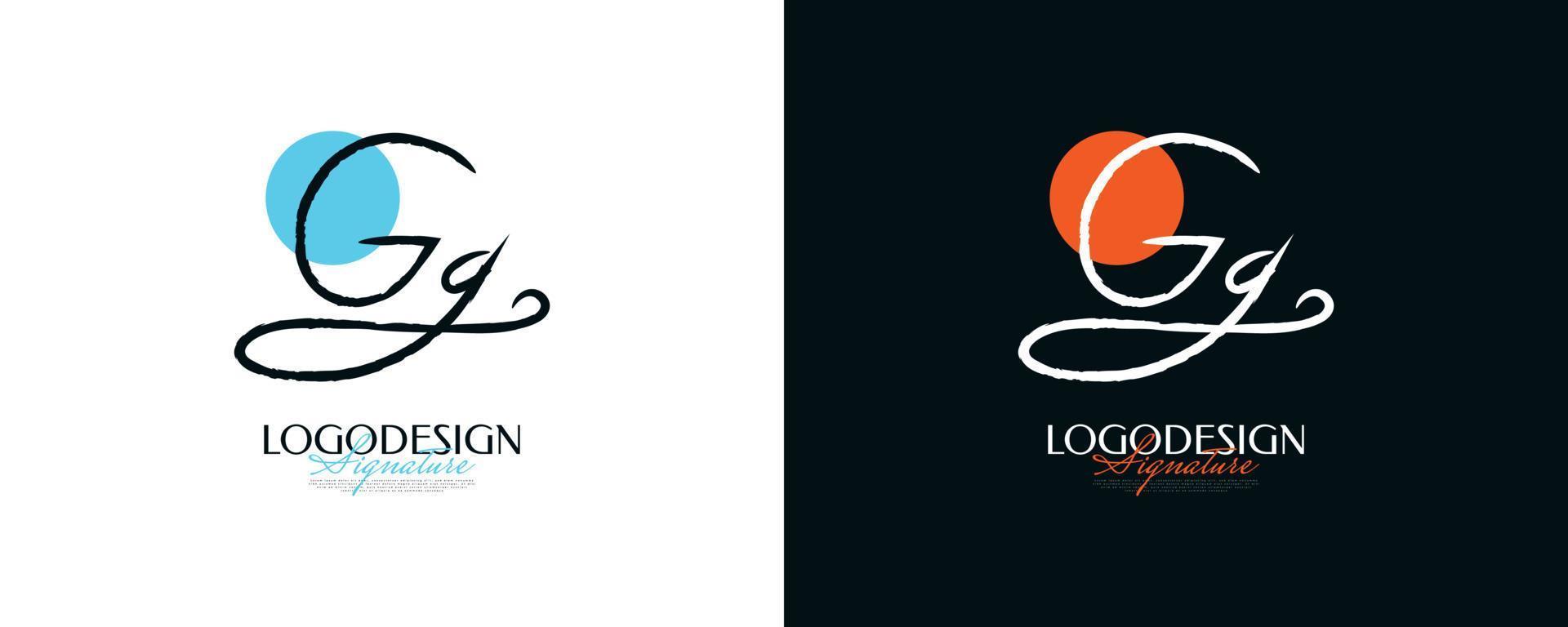 anfängliches g- und g-logo-design im eleganten und minimalistischen handschriftstil. gg-signaturlogo oder symbol für hochzeit, mode, schmuck, boutique und geschäftsidentität vektor
