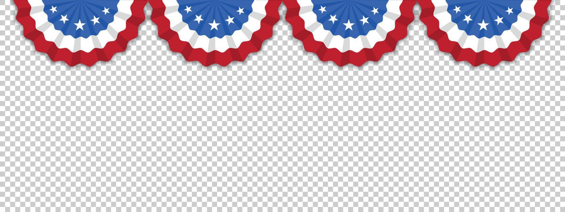 vier US-Flagge isoliert auf transparentem Hintergrund mit Platz für Ihren Text. Illustrator-Vektor eps 10. vektor