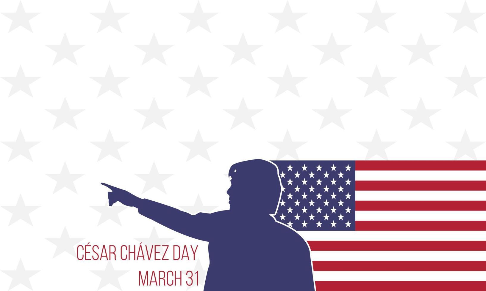 Cäsar Chavez Tag. flache artillustration mit usa-flaggenverzierung. der offizielle amerikanische nationalfeiertag, der jährlich gefeiert wird. geeignet für Poster, Banner, Hintergrund, Hintergrund. vektor