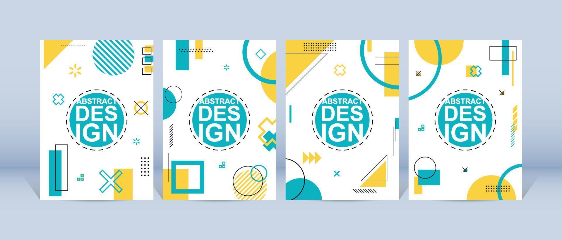 trendiges geometrisches Design. cooler Memphis-Plakathintergrund. satz trendiges memphis-design. bunter geometrischer hintergrund. anwendbar für flyer, broschüre, cover, magazin, buch, banner. vektor