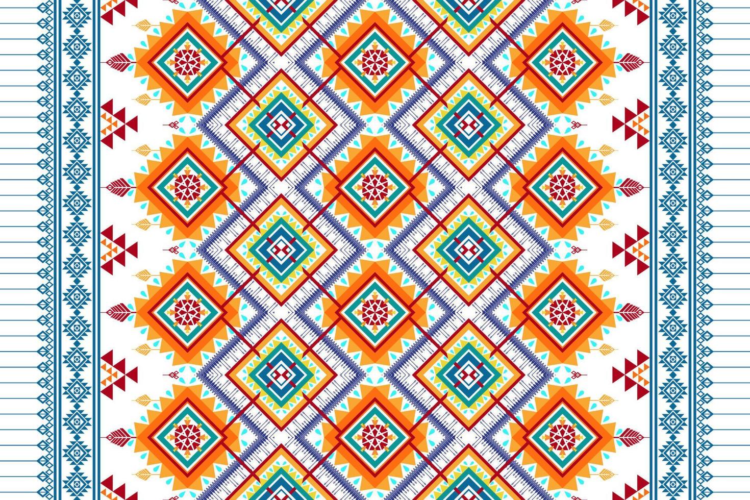 geometrisk abstrakt etnisk sömlös mönsterdesign. Aztec tyg matta mandala prydnad chevron textil dekoration tapeter. tribal kalkon afrikansk indisk traditionell broderi vektor