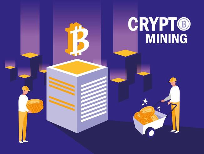 lagarbetare crypto mining bitcoins vektor