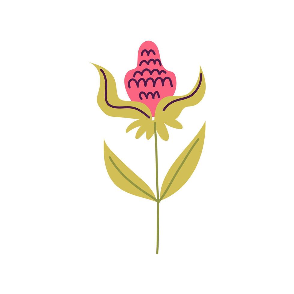 hand gezeichnete rosa blumenillustration vektor