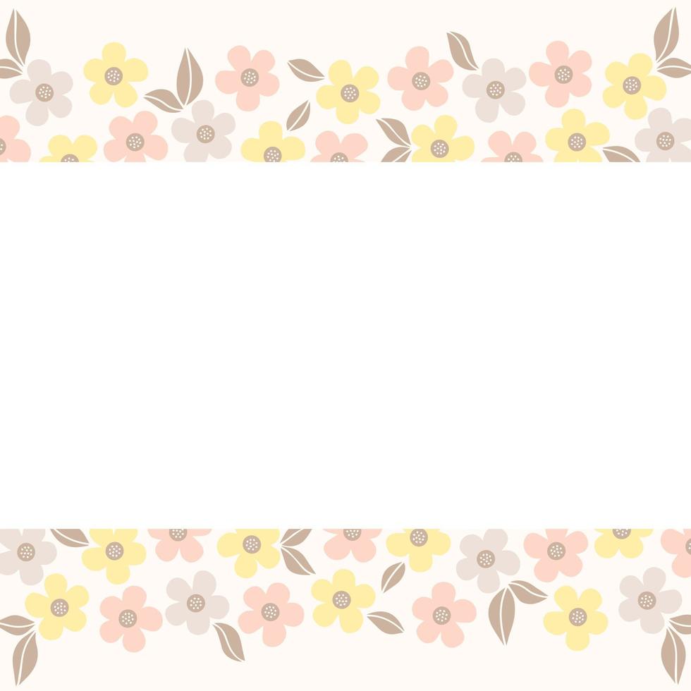 horizontaler Blumenrahmen in Pastellfarben für Postkarten, Etiketten, Schilder vektor