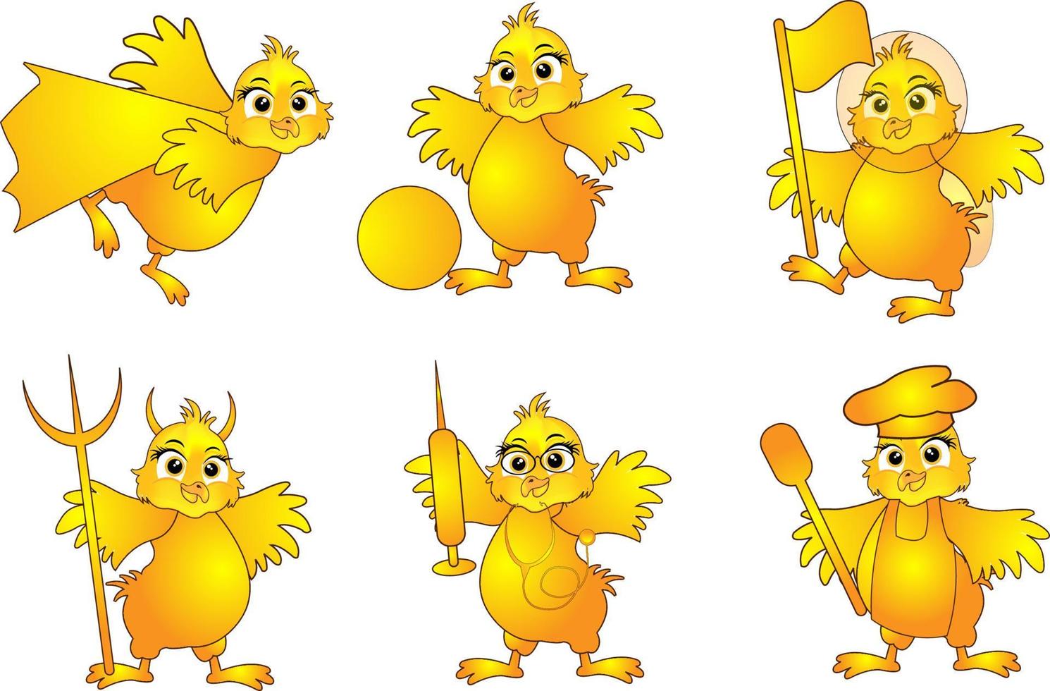 en samling söta och bedårande tecknade kycklingar vektor