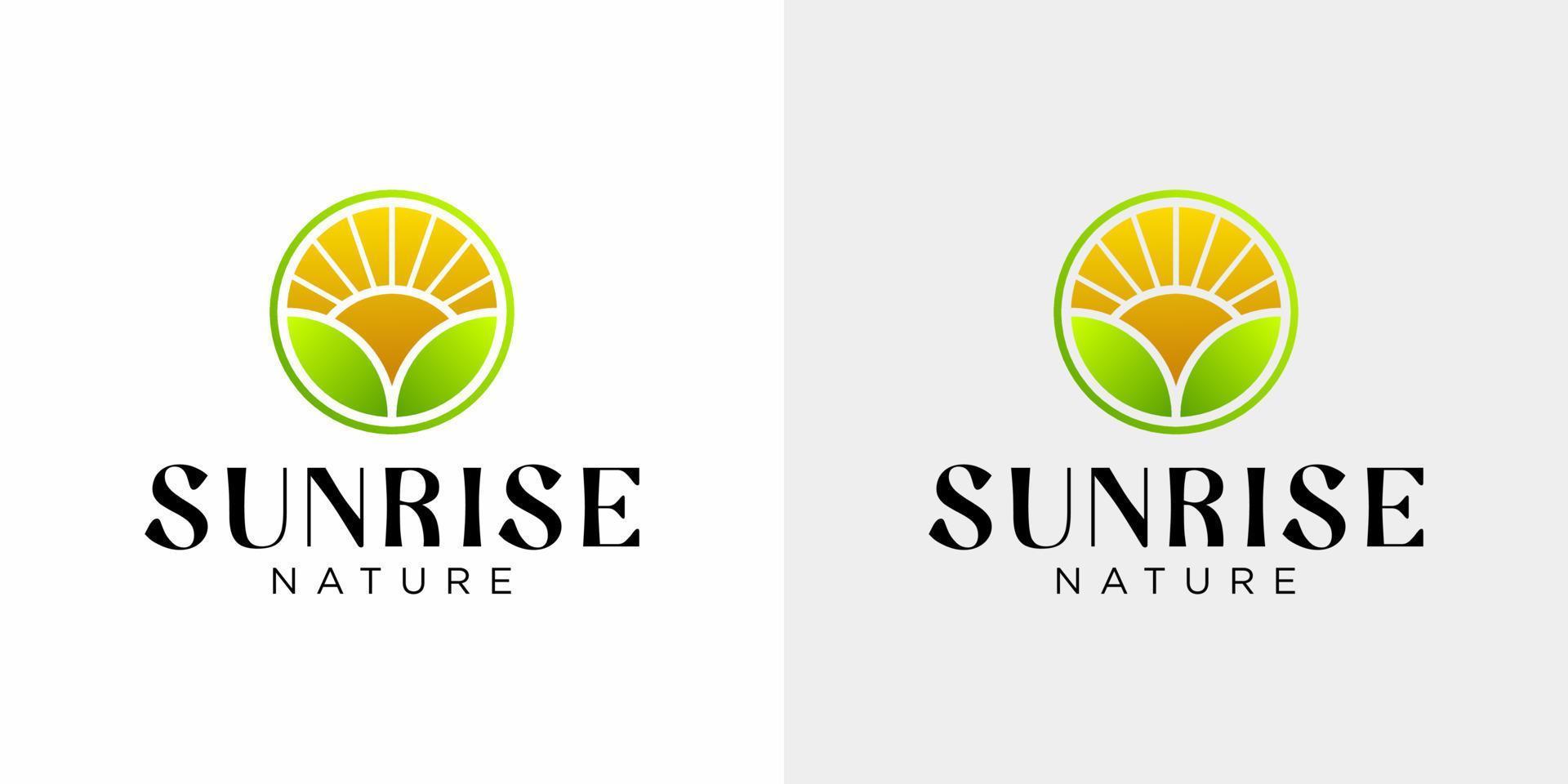 Sonnenaufgang und Natur-Logo-Design. vektor