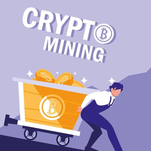 Arbeiter-Crypto-Mining-Bitcoins vektor