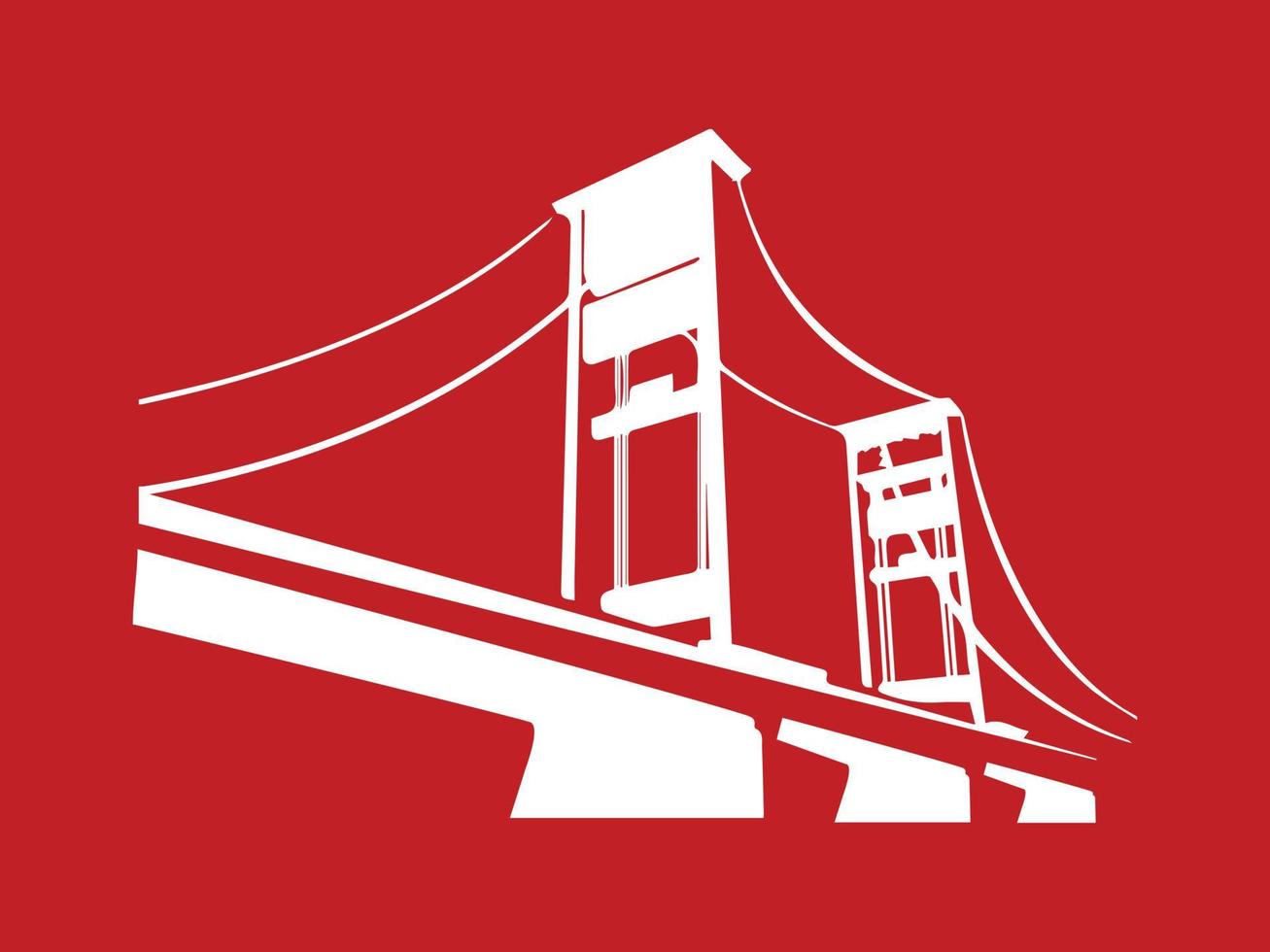 siluett av bron isolerad på röd bakgrund. bro vektor illustration.