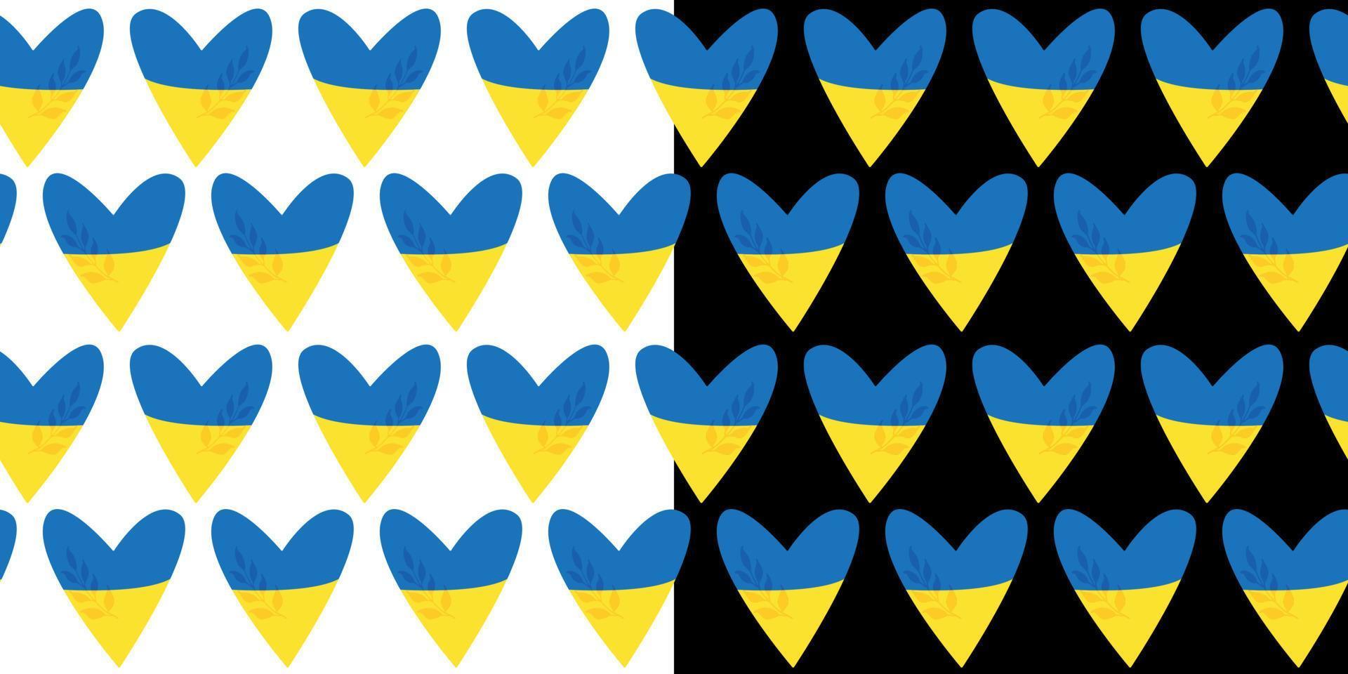 sömlösa mönster hjärtan i Ukraina. Ukrainas gul-blå flagga. enkelt upprepningsmönster. vektor illustration.