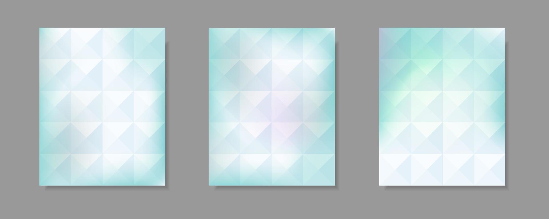 satz von abstrakten blau-weißen farbverlaufsvektor-abdeckungshintergründen. Dreiecksmusterdesign mit Kristallformstil für Geschäftsbroschürenhintergrund, Poster und Grafikdesign. Illustrationsvorlage vektor