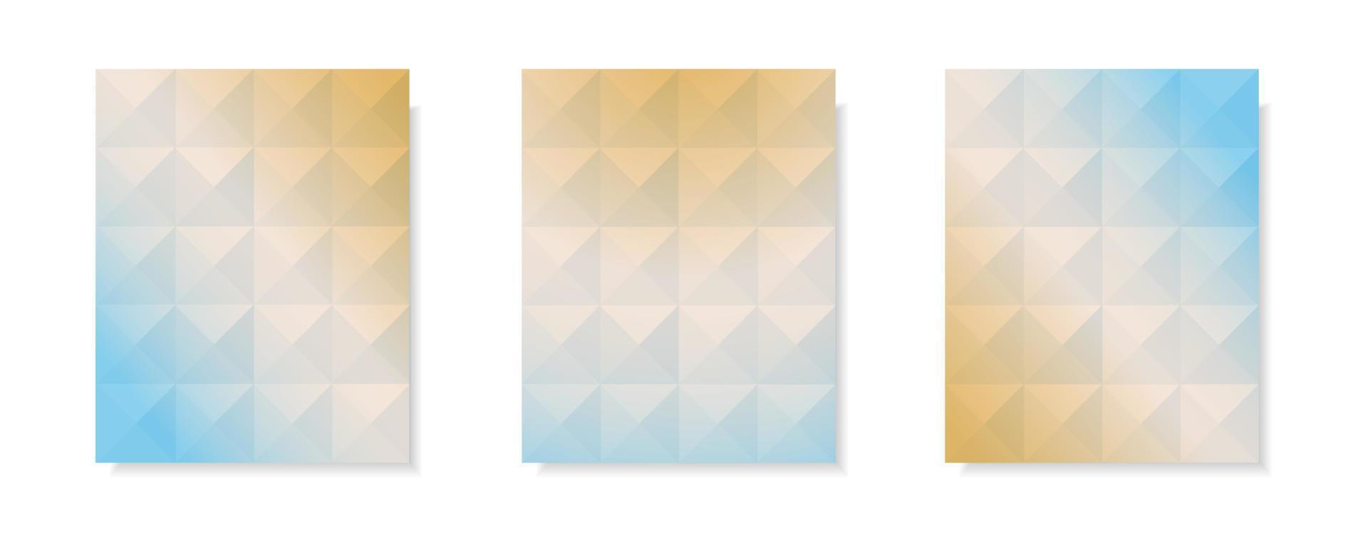 Reihe von abstrakten mehrfarbigen Gradienten-Vektor-Cover-Hintergründen. Dreiecksmusterdesign mit Kristallformstil für Geschäftsbroschürenhintergrund, Poster und Grafikdesign. Illustrationsvorlage vektor