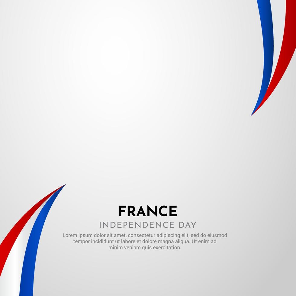 elegantes frankreich-unabhängigkeitstag-design mit gewellter flagge. frankreich unabhängigkeitstag designhintergrund mit leerem raum. vektor