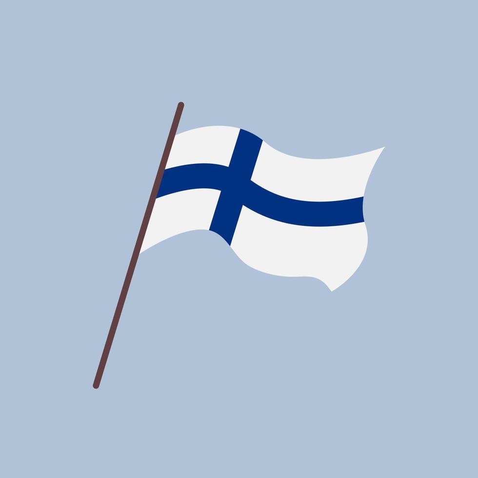 viftande flagga i Finland. isolerade finska flaggan med blått kors. platt vektor illustration