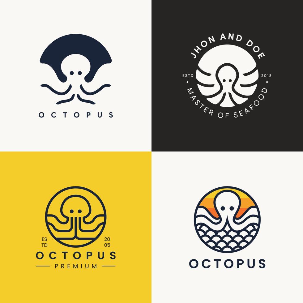 satz von oktopus-logo-sammlungsvorlage vektor
