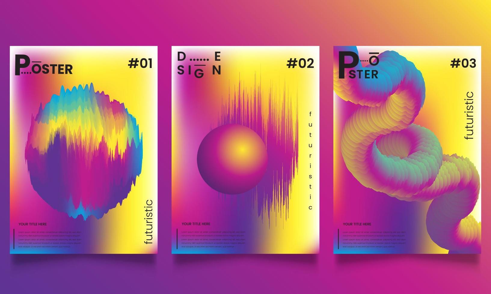 satz von vektorabstrakten trendigen, futuristischen gradientenillustrationen, hintergründe für das cover von zeitschriften über träume, zukunft, design, musikplakat. vektor