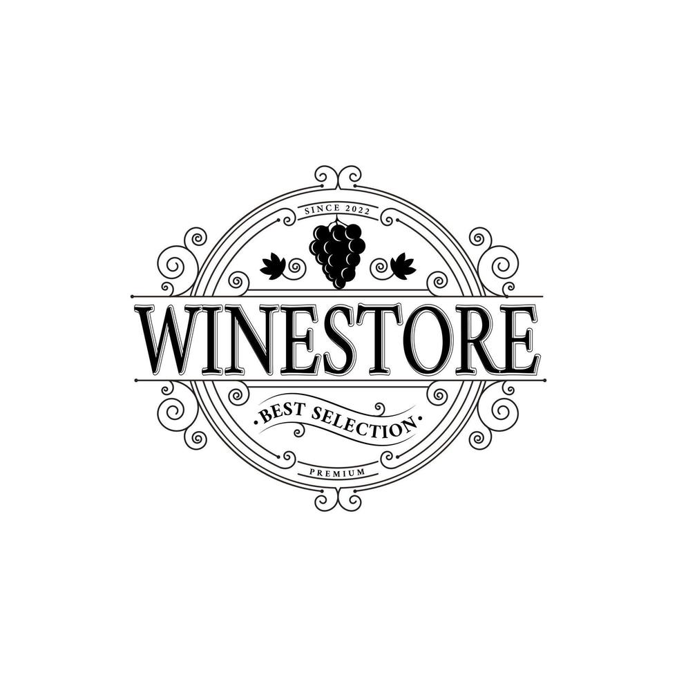 premium vinetikett vintage logotyp, vektorillustration, emblemdesign, vinbutik vektor