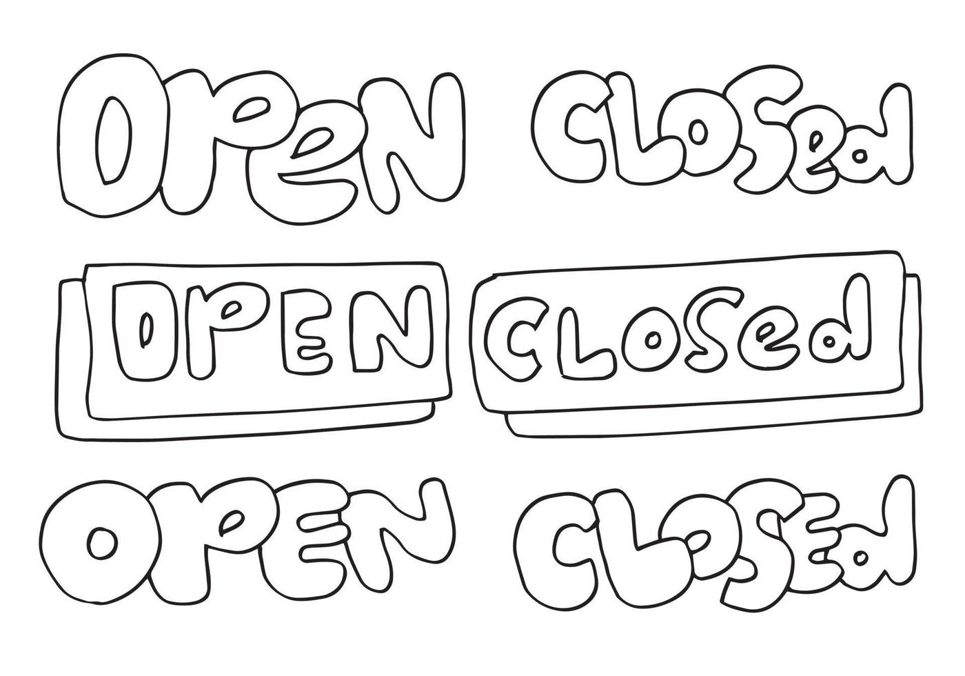 offenes Schild geschlossen. zur Verwendung in Cafés, Gebäuden, Geschäften und anderen vektor