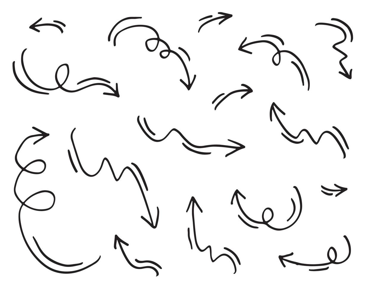 Doodle-Design-Elemente. hand gezeichnete pfeile lokalisiert auf weißem hintergrund. Vektor-Illustration. vektor