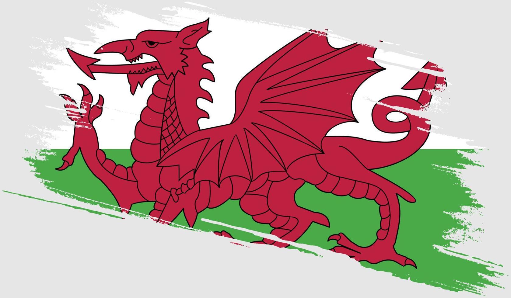 wales flagga med grunge textur vektor