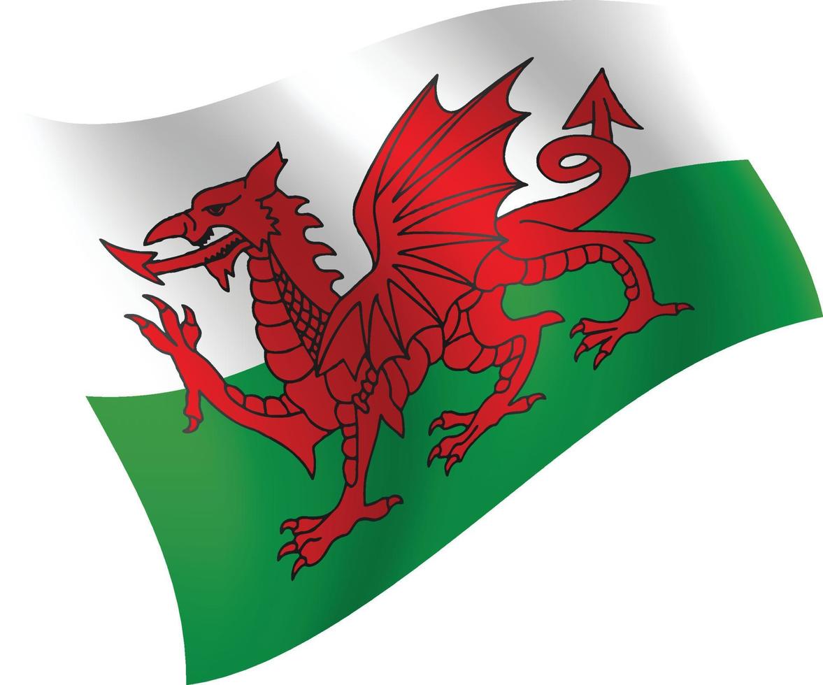 wales flagga viftande isolerade vektorillustration vektor