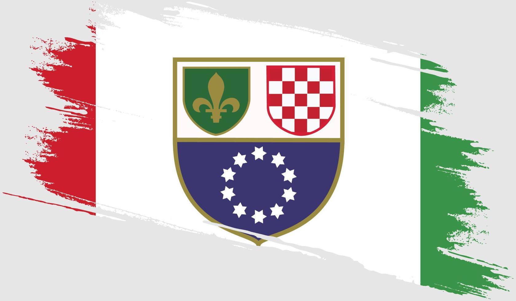 föderation von bosnien und herzegowina flagge mit grunge-textur vektor
