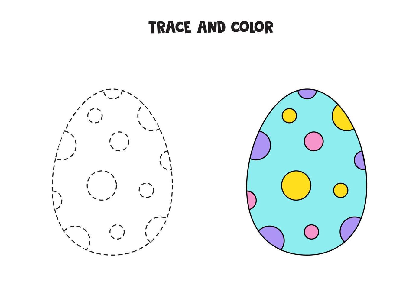 spåra och färg tecknade påskägg. arbetsblad för barn. vektor