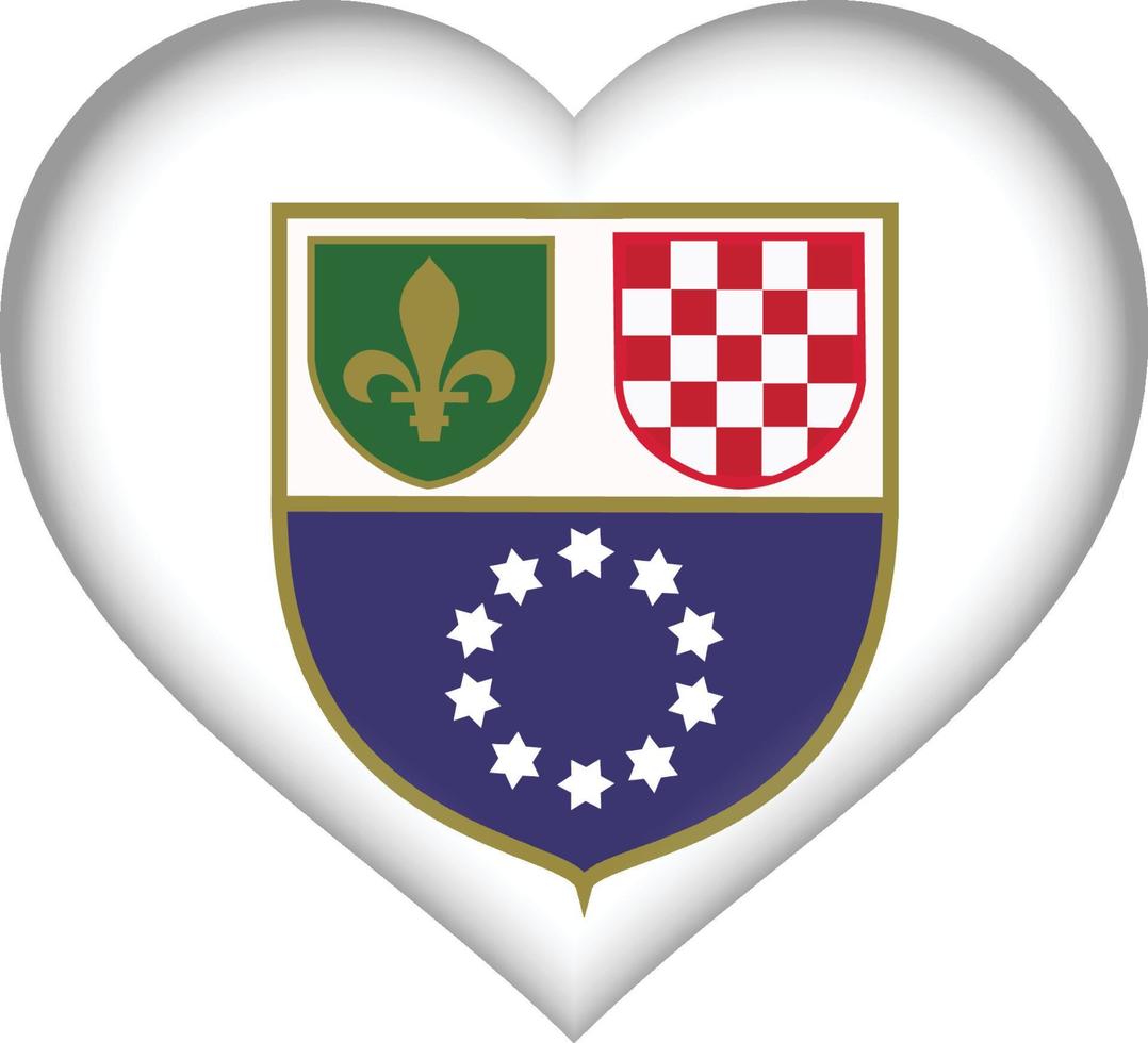 federationen, Bosnien och Hercegovinas flagga hjärta vektor