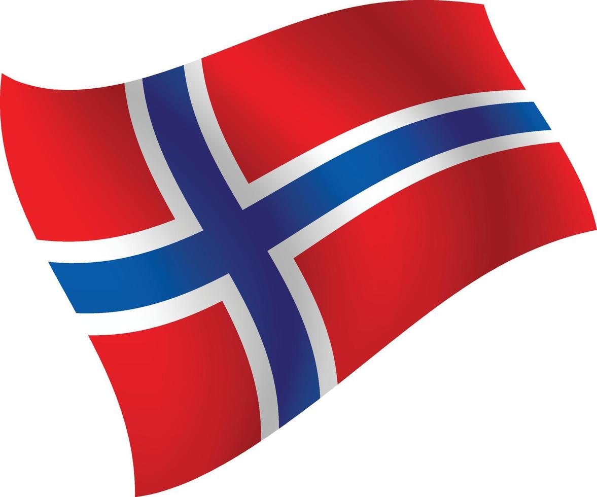 Norges flagga viftande isolerade vektorillustration vektor