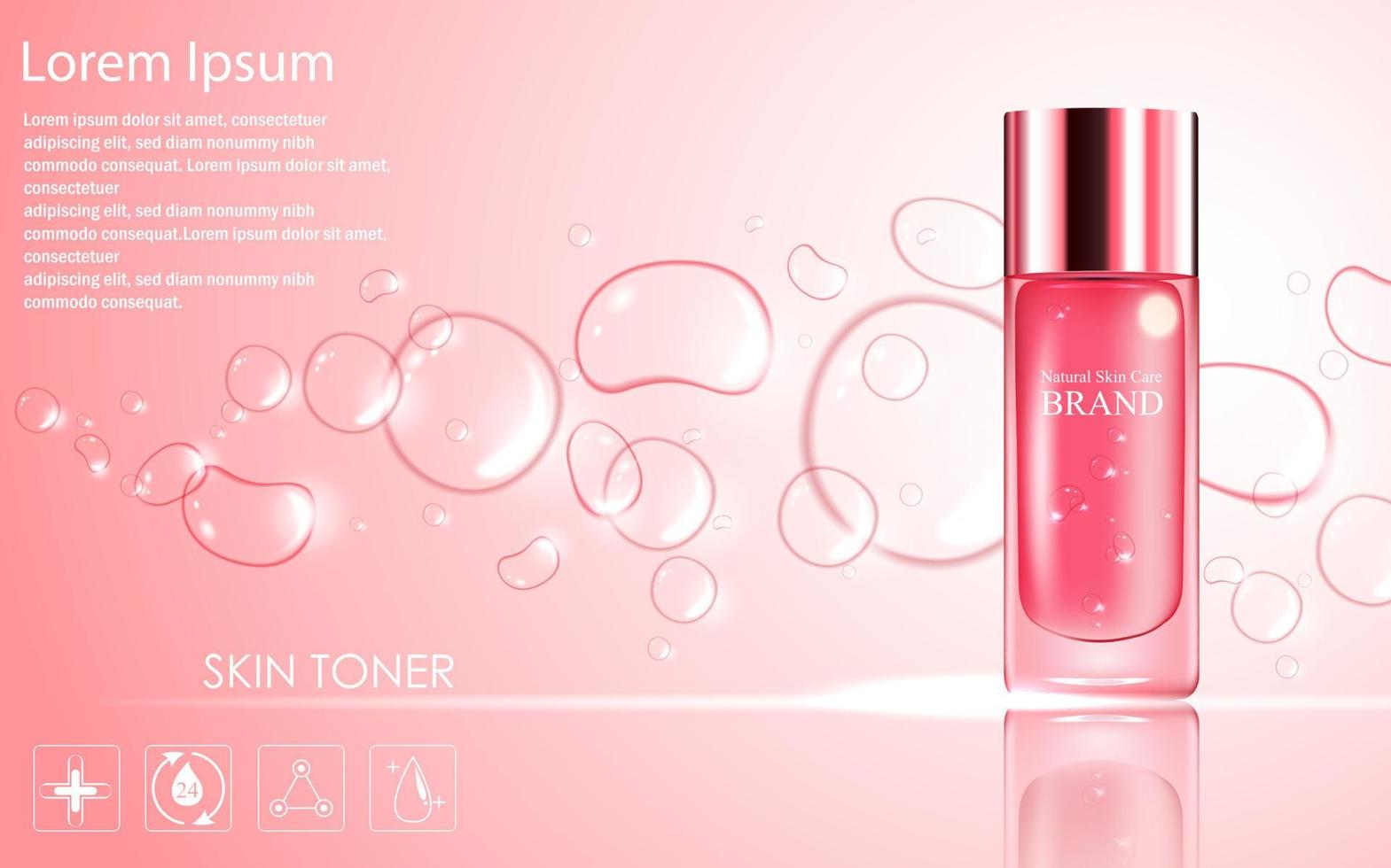 vektor illustration av kosmetiska annonser mall med rosa flaska paket design