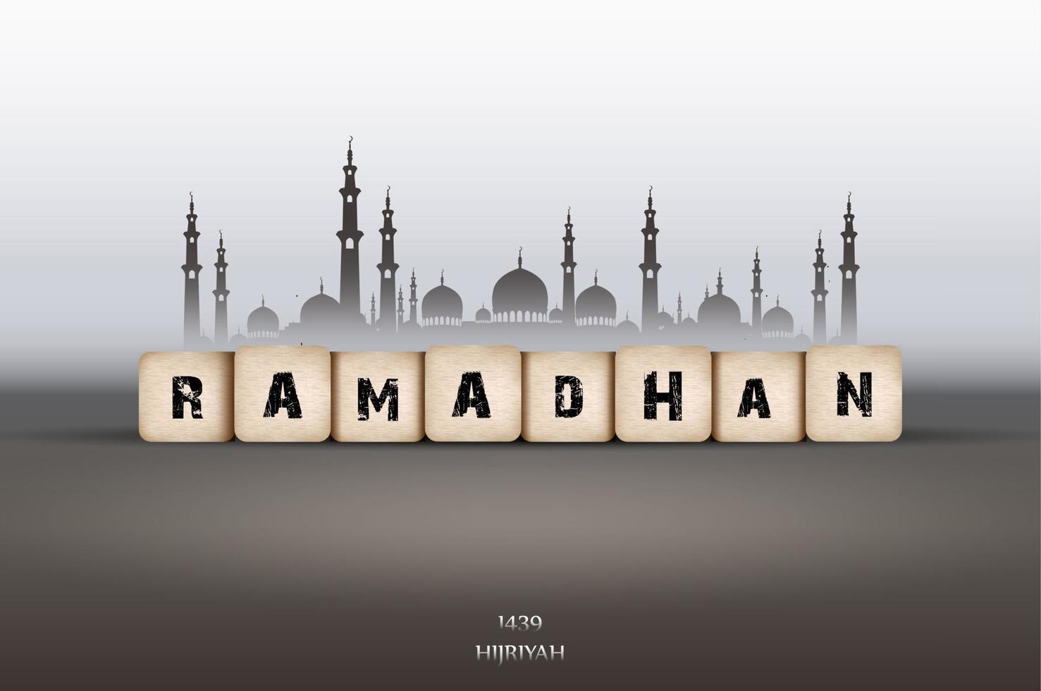 ramadan kareem grußkarte mit text ramadan und moschee vektor