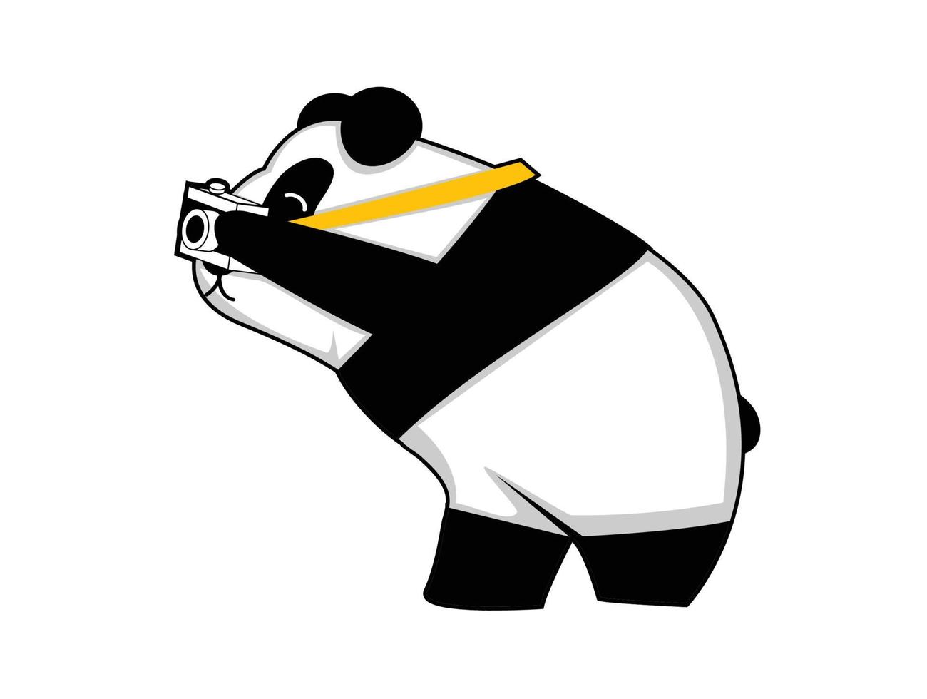 Panda und die Kamera, Cartoon, Aufkleber auf weißem Hintergrund vektor