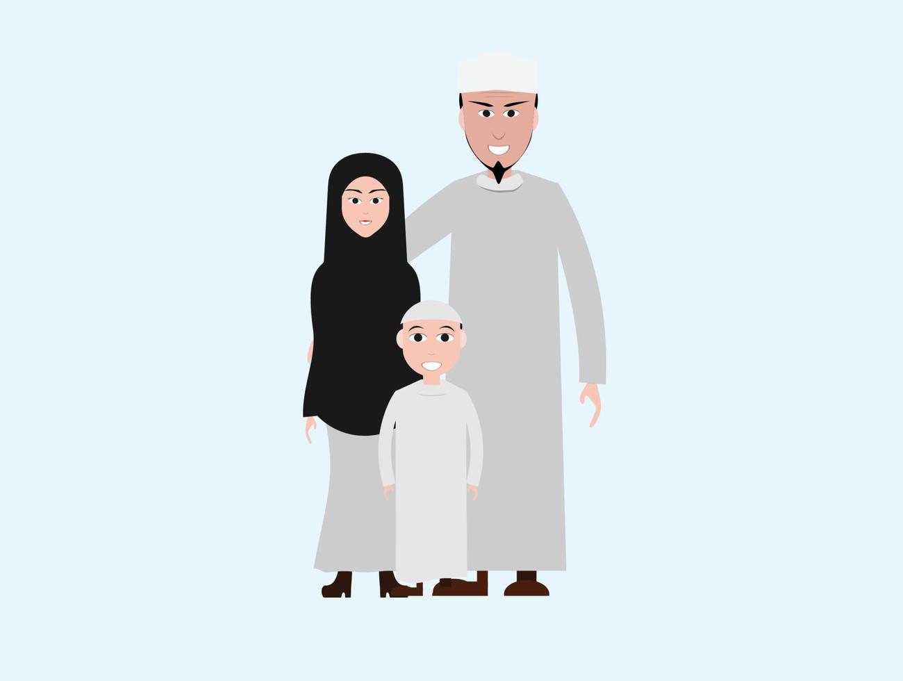 muslimsk familj tecknad bild islamisk klädsel vektor