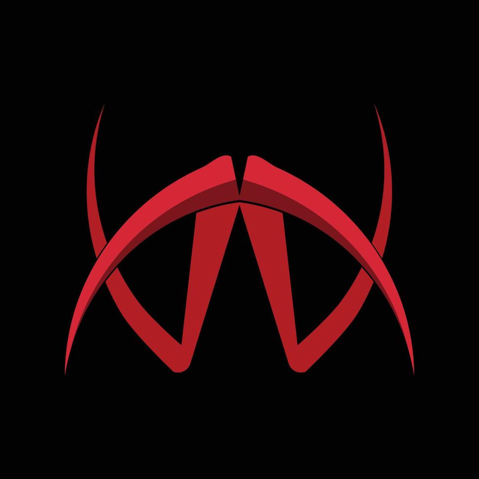 buchstabe logo w gehörnt rot vektor
