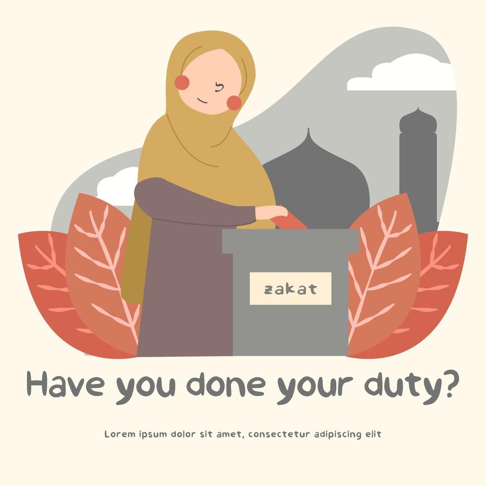 hijab kvinna betalar zakat illustration vektor