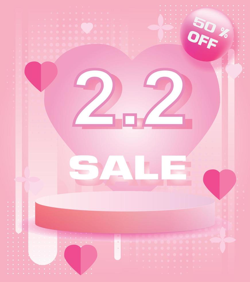 Shop Day Sale Off Poster oder Banner, Sale 2.2, Vorlagenhintergrund für Promotion, 2D-Illustration vektor