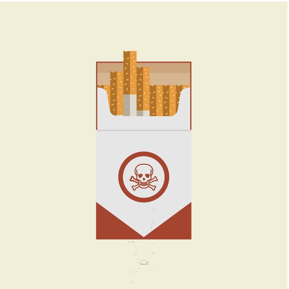 Zigarettenpackung. flacher Stil. die Nikotinabhängigkeit. Sucht. die rote Verpackung. ungesunde Angewohnheit. Rauchen tötet. Vektor-Illustration. vektor