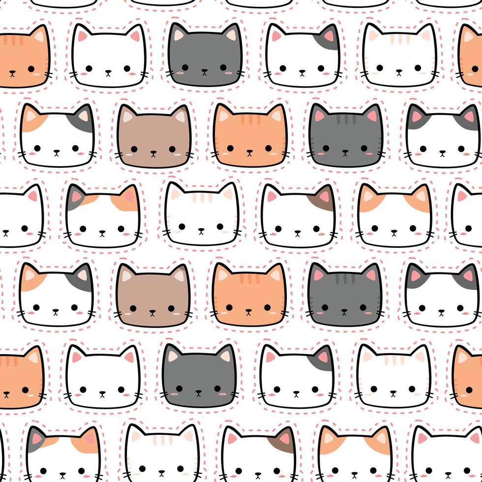 Nahtloses Muster mit Kitty-Katzen-Cartoon-Doodle vektor