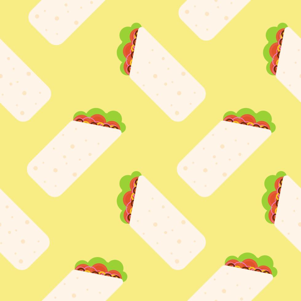 burrito sömlösa mönster platt design vektorillustration vektor