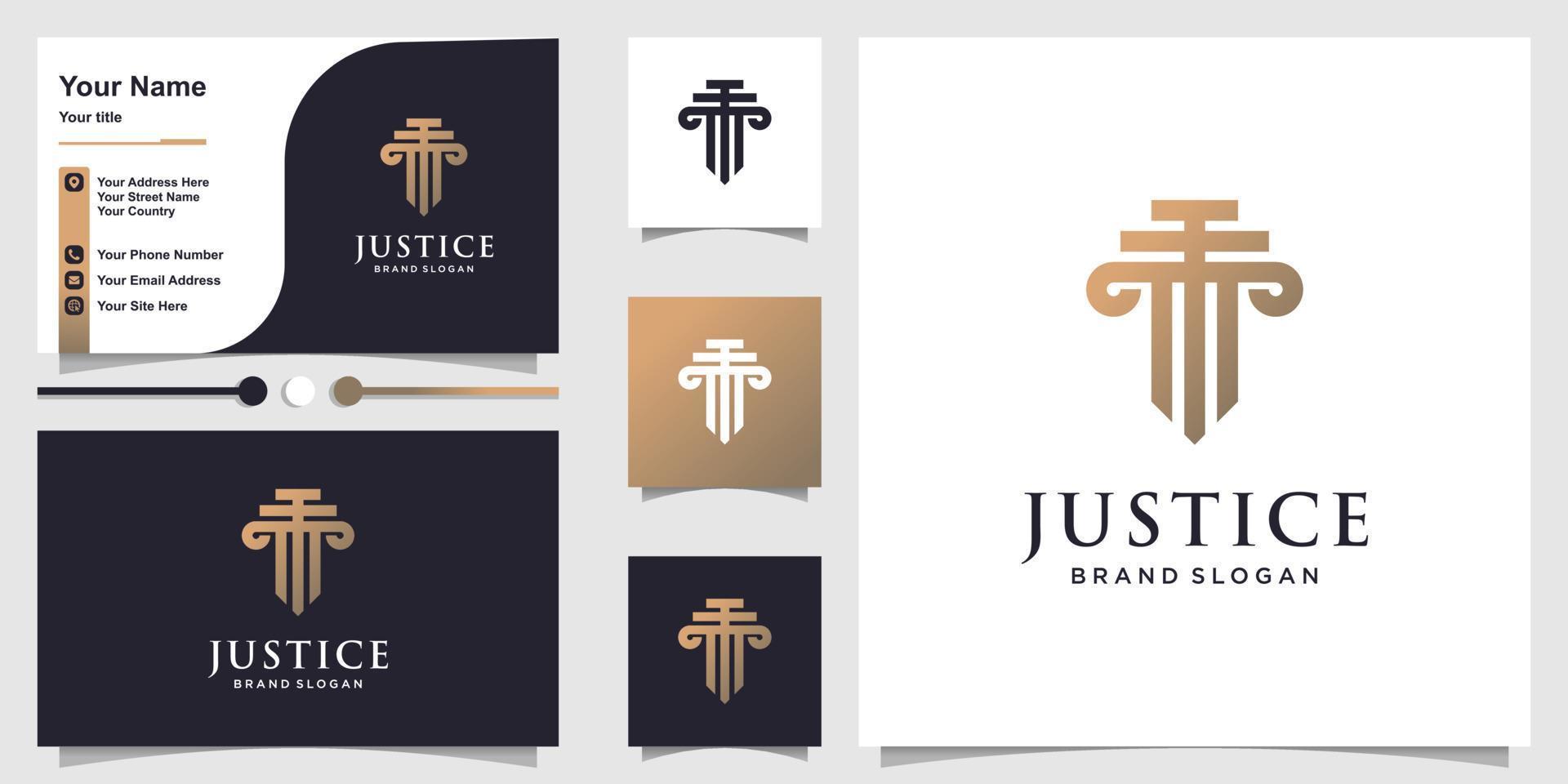 rättvisa logotyp med moderna kontur koncept och visitkort design premium vektor