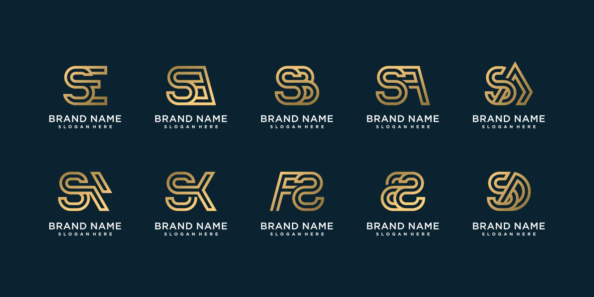 uppsättning av gyllene brev logotyp samling med initial s, gyllene, företag, premium vektor