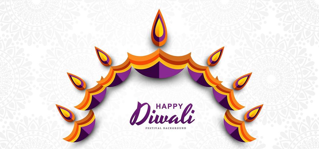 Kreatives glückliches diwali buntes diya dekoratives Design vektor