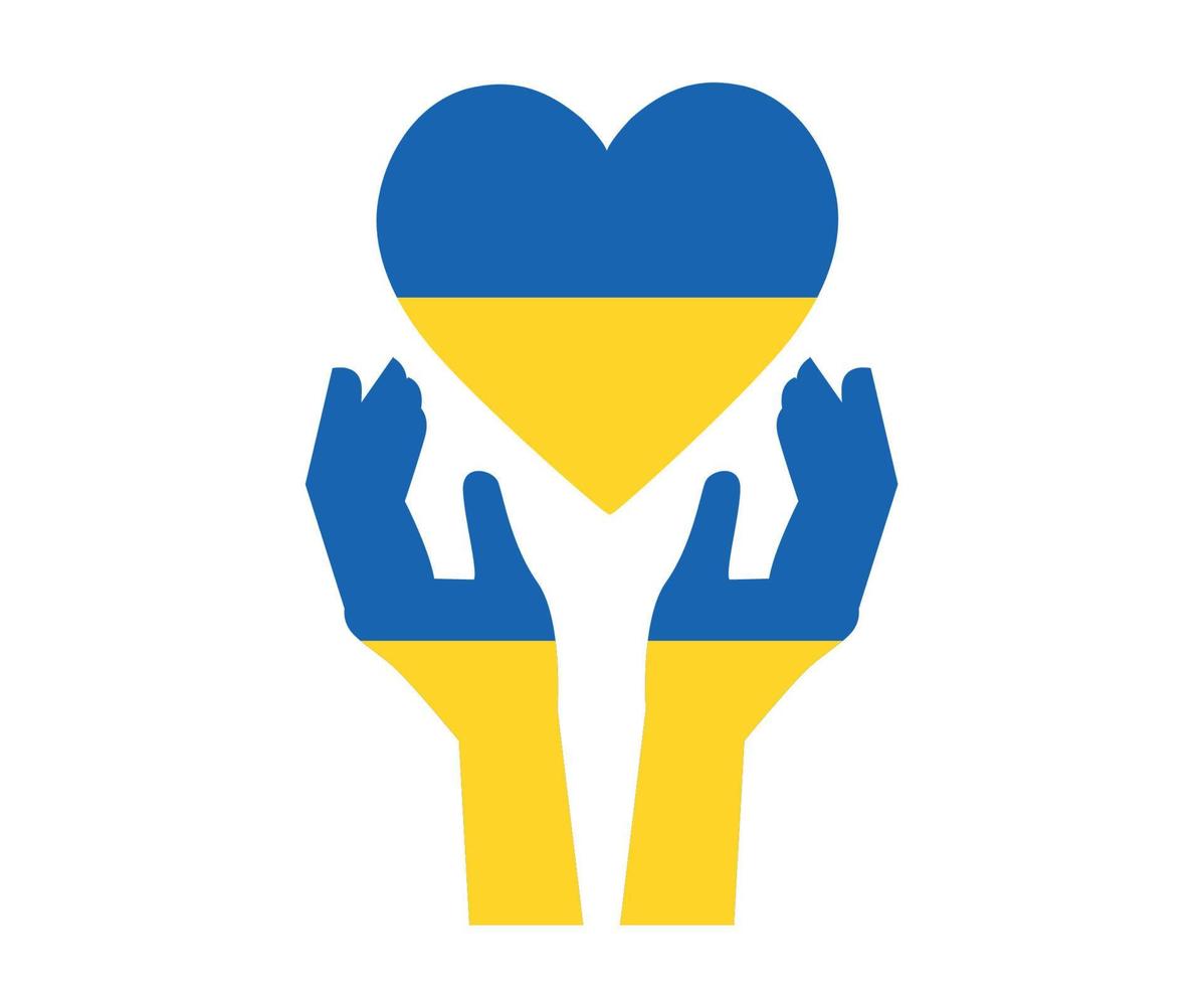 ukraine flag emblem herz national europa mit hand symbol abstraktes design vektorillustration vektor