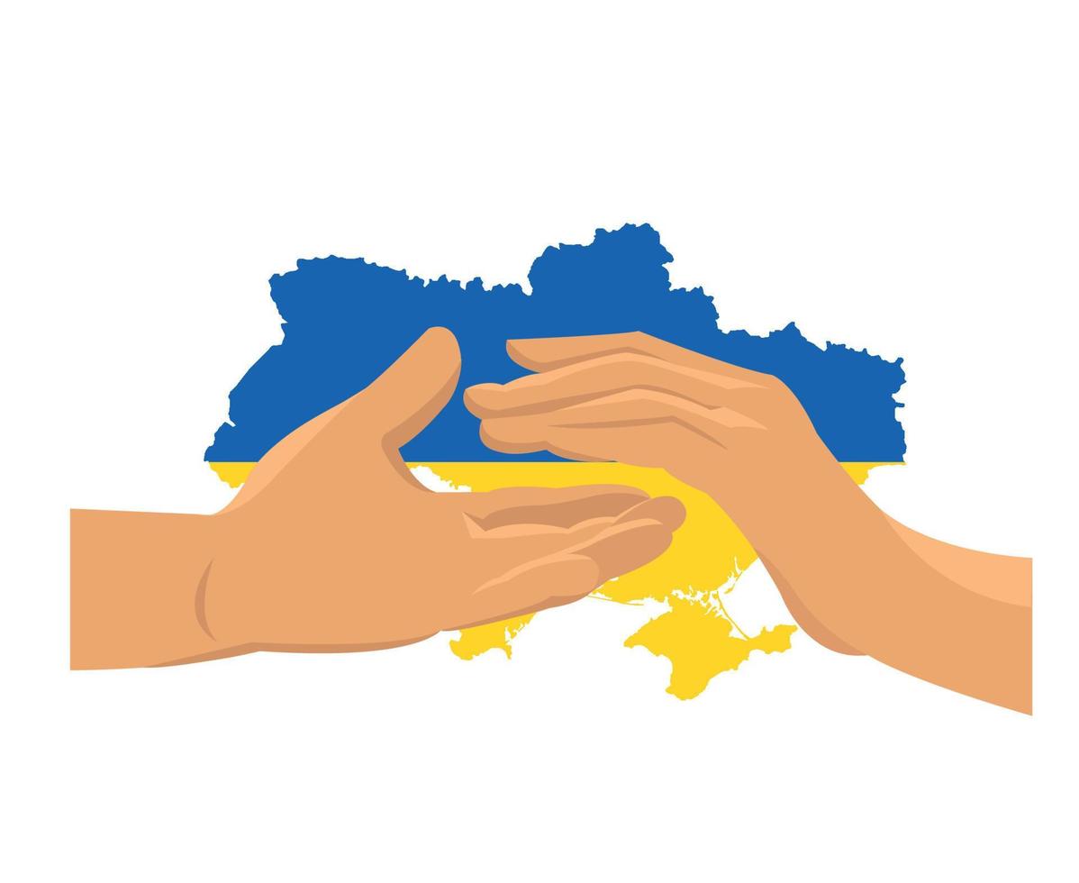 ukrainska flaggan karta emblem med händer symbol abstrakt nationella Europa vektor illustration design