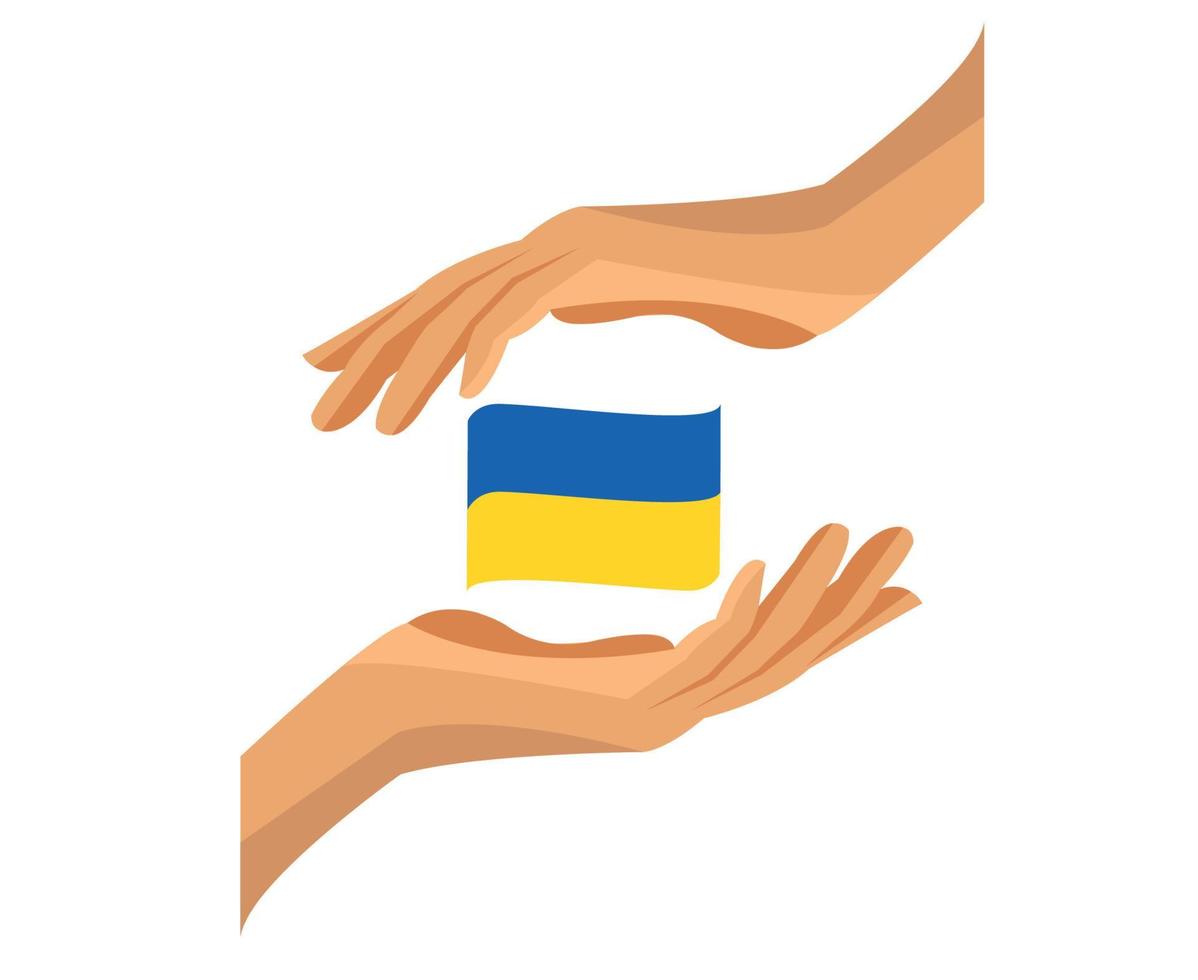 Ukraine-Flaggenemblemband mit Handsymbol abstraktes nationales Europa-Vektorillustrationsdesign vektor