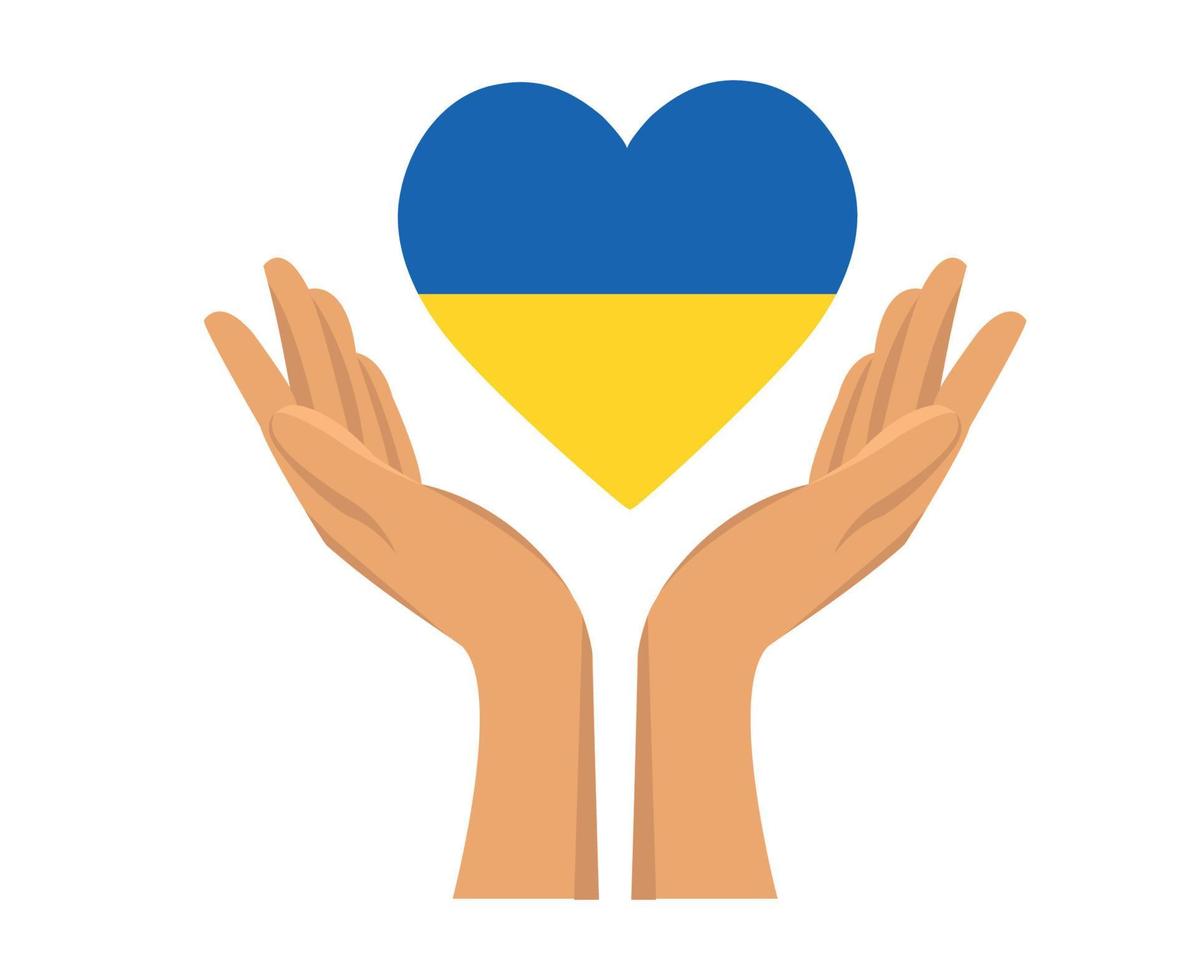 Ukraine-Flaggen-Herzemblem nationales Europa mit den Händen abstraktes Symbolvektor-Illustrationsdesign vektor