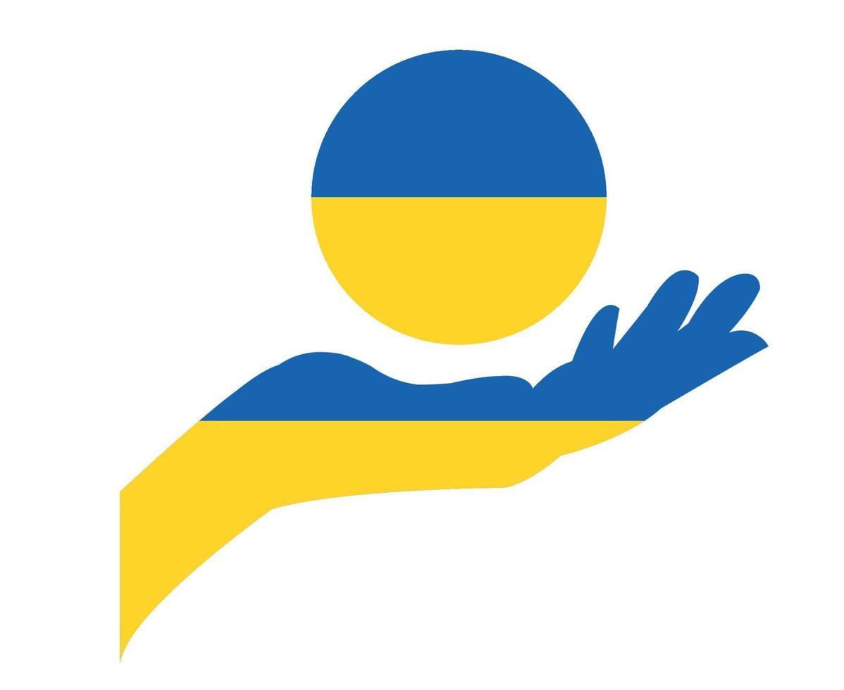 ukrainska hjärta och hand flagga emblemsymbol abstrakt nationella Europa vektor illustration design