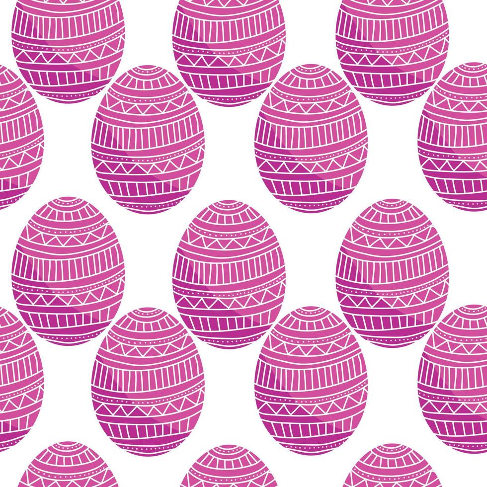 påskägg i rosa färg seamless mönster, mönstrade semester ägg på en vit bakgrund vektor