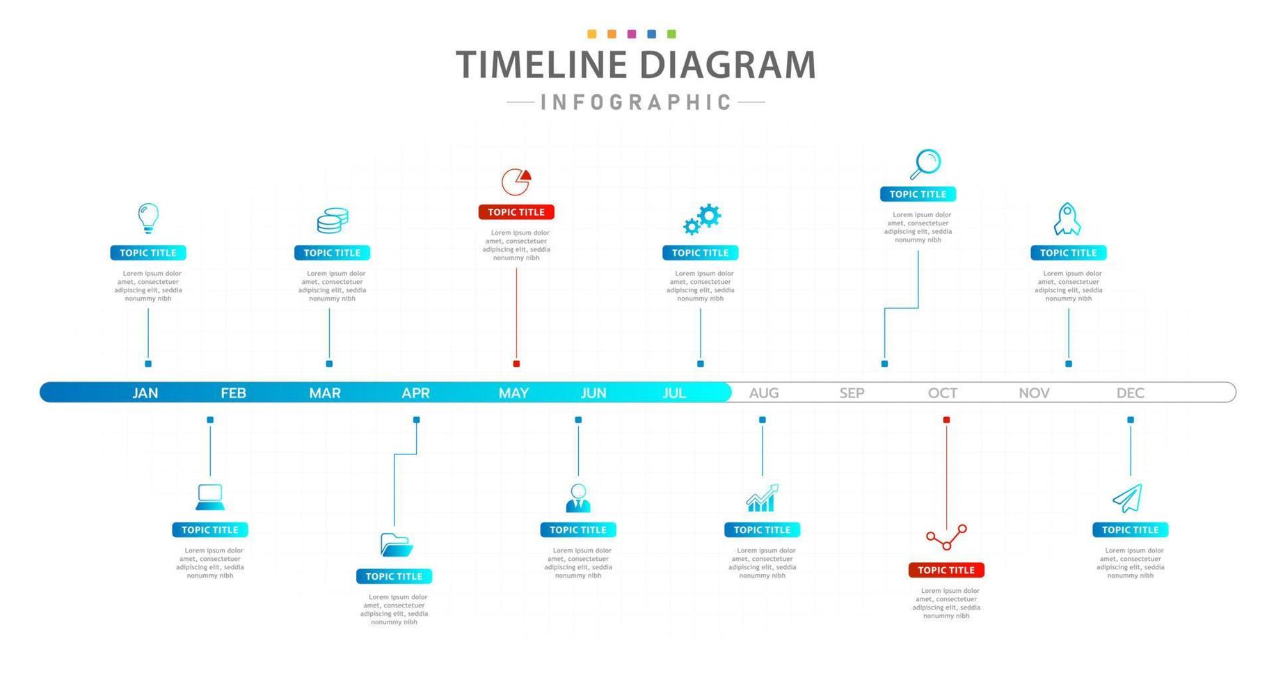 infographic mall för företag. 12 månaders modern tidslinje med gantt-diagram, presentationsvektor infographic. vektor